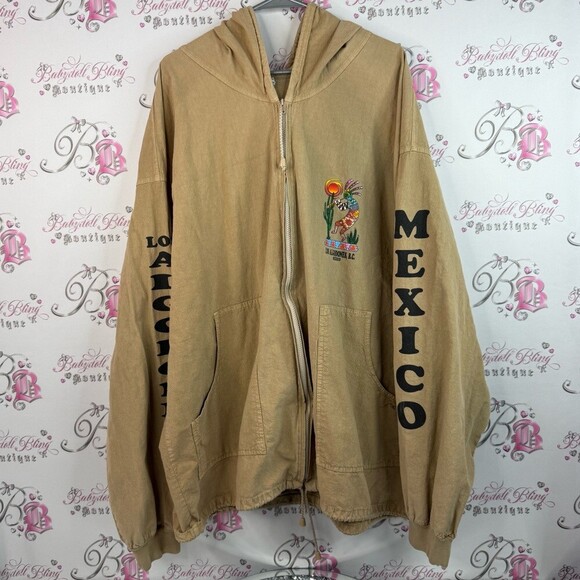Other - Los algodones b.c Mexico sweater hoodie Beige Mexico Graphic Zip-Up Hoodie